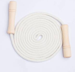 HOUSE OF COMMON Jump Rope for Kids Wooden Handle Adjustable Cotton Braided Fitness Freestyle Kids Skipping Rope