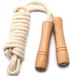 Firehawk Skipping Rope Wooden Handle Adjustable Cotton Rope For Men & Women Jumping Rope Freestyle Skipping Rope