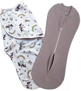 Mammachamp Strap Closer Swaddle wrapper and Zip sleeping sack bag for Newborn baby Pack 2 Sleeping Bag