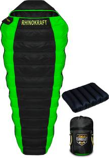 RHINOKraft Bigoty Green Camping, Travelling, Light Weight with Travel Air Pillow Sleeping Bag