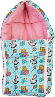 BUMTUM 0-6 Months New Born 3 in 1 Baby Cotton Baby Carrier, Baby Bed, Horse(Sea Green) Sleeping Bag