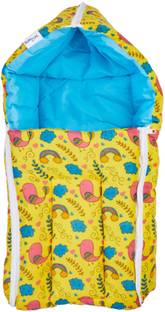 BUMTUM 0-6 Months New Born 3 in 1 Cotton Baby Carrier, Bird Print (Yellow) Sleeping Bag