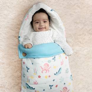 haus & kinder Baby muslin carrier nest cum sleeping bag, 0-12 Months - White Sleeping Bag