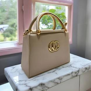 ZOKER Beige Sling Bag Stylish Boxy PU Sling Bag for Women