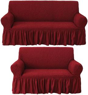 HOUSE OF QUIRK Polyester 3+2 Seater Sofa Striped Cover