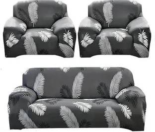 LA MANTTA Polyester Floral 3+1+1 Seater Sofa Cover