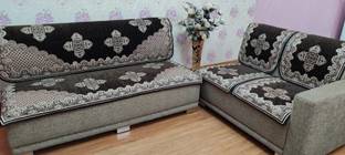 MHF Velvet, Chenille 3+1+1 Seater Sofa Abstract Cover