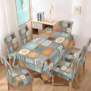 HOKiPO Polyester Abstract 6 Seater Chair Cover