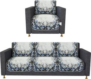 HOMESTIC by Kuber Industries Velvet 4 Seater Sofa Floral Cover