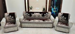 MHF Velvet, Chenille 3+1+1 Seater Sofa Floral Cover