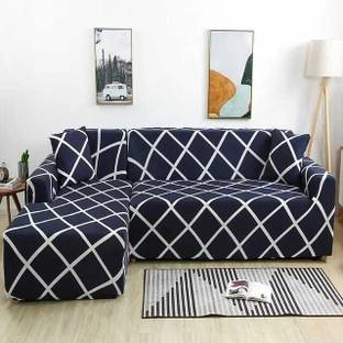 TONY STARK Polycotton Checkered 3+3 Seater L-Shape Sofa Cover