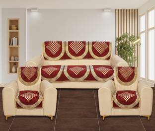 KALASHREEHOMZ Velvet Geometric 3+1+1 Seater Sofa Cover