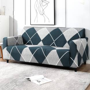 B BESTILO Polyester Checkered 4 Seater Sofa Cover