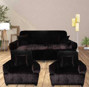 SIYA TEXTILES Velvet Plain 3+1+1 Seater Sofa Cover