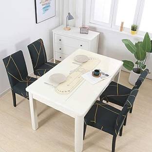 QUIRKYHUB Polycotton Geometric 6 Seater Chair Cover