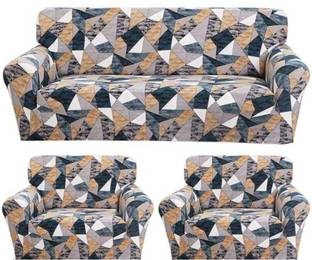 shringoori creations Polyester 3+1+1 Seater Sofa Checkered Cover