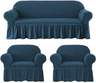lukzer Polyester 3+1+1 Seater Sofa Checkered Cover