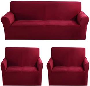 LA MANTTA Polyester 3+1+1 Seater Sofa Plain Cover