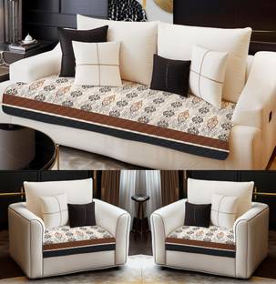 DECORIAN Velvet 3+1+1 Seater Sofa Geometric Cover