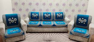 MHF Velvet Floral 3+1+1 Seater Sofa Cover