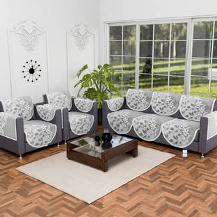 HOMESTIC by Kuber Industries Cotton 3+1+1 Seater Sofa Floral Cover