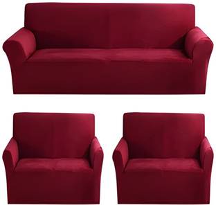 LA MANTTA Polyester 3+1+1 Seater Sofa Plain Cover