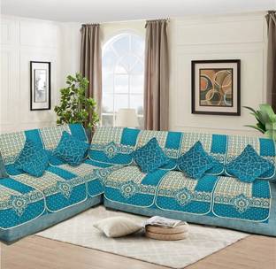 SAWNA HOMES Chenille, Velvet 3 Seater Sofa Embroidered Cover