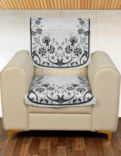 YELLOW WEAVES Velvet Floral 1 Seater Chair Cover