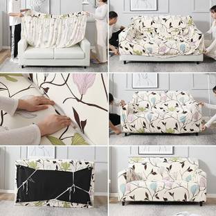 TURIYA Polyester Floral 3 Seater Sofa Cover