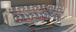Fashion Throw Velvet 3+3 Seater L-Shape Sofa Striped Cover