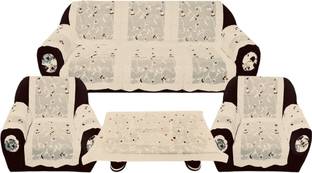 WiseHome Polycotton Embroidered 3+1+1 Seater Sofa Cover