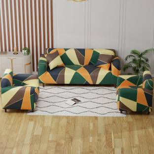 lukzer Polyester 3+1+1 Seater Sofa Geometric Cover