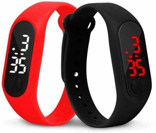 connate enterprise M2 Black & Red LED Watch For Kids(Pack Of 2)