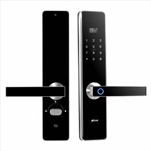 OZONE Smart External Door Lock for Wooden & Metal Doors with 5-way Access Mobile App:: Fingerprint:: Password:: RFID Card and Emergency Key | Satin Chrome Smart Door Lock