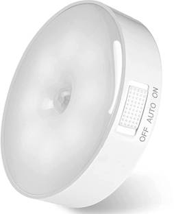 BoldCollections Cool White Light Wireless USB Rechargeable ABS Round Intelligent Body Induction Motion Sensor Light