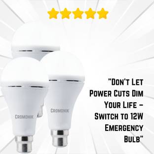 Cromonik 12W x 2 Emergency Light Bulbs | Quick Recharge | Power Failure Solution Smart Bulb
