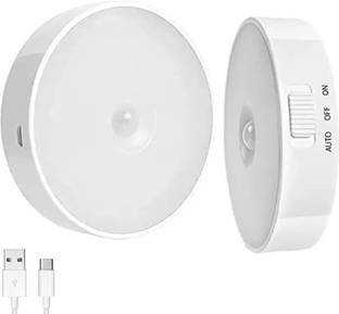 VFL Cool White Light Wireless USB Rechargeable ABS Round Intelligent Body Induction Motion Sensor Light