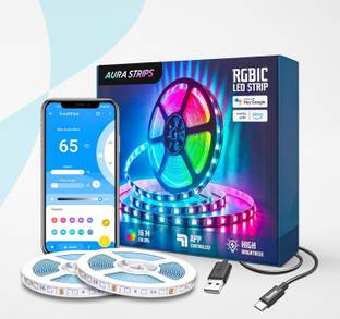 AuraStrips Smart RGBIC LED Strip with App Control, Music Sync, Compatible with Alexa (5M) Light Strip