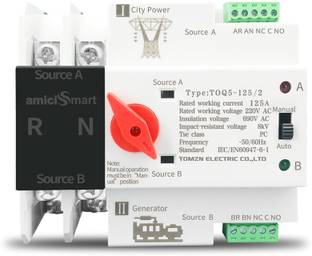 amiciSmart Dual Power Automatic Control Transfer Switch, 125A Changeover Switch Smart Switch