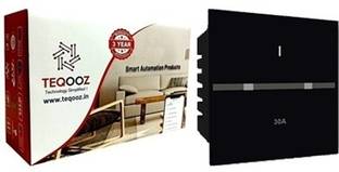 TEQOOZ 30Amp Heavy Load Wi-Fi + IR Remote Smart Glass Touch Switch (Black) Smart Switch