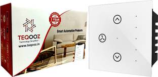 TEQOOZ WiFi Touch Fan Regulator (White) | Smart Life App, Alexa, Siri | Glass Finish | Smart Switch