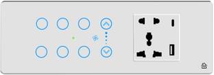 HomeMate Smart Touch Switch Panel | 6 Switch, 1 Fan & 1 Socket with Quick Charge USB's