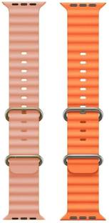 Antoj Smart Watch strap for T800, T900, T10, I8 pro,I7 pro, S8 ultra, watch 8, Watch 9 of size 49mm 45mm 44mm 42mm(Pink, orange) Smart Watch Strap