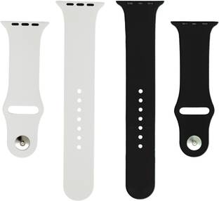 BLACK LOVIES Watch Strap Compatible with Apple Watch Straps 42mm 44mm, Soft Silicone Belt Sport Wristbands Smart Watch Band for iWatch Series SE 6/5/4/3/2/1 (PACK OF 2) Smart Watch Strap (BLACK- WHITE) Smart Watch Strap