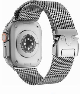 MZKART Stainless Steel Mesh Loop Strap with Parachute Style Buckle 49mm/46mm/45mm/44mm/42mm Smart Watch Strap