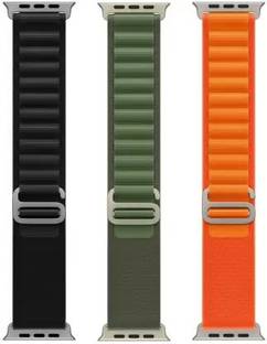 Geo SPORTS Alpine Loop Nylon Bands/Straps Compatible with Watch 49mm 45mm 44mm 42mm Men & Women, Adjustable Strap with Metal G-Hook Premium black, orange and green Strap for iWatch Ultra Series SE 8 7 6 5 4 3 2 1 (Only Alpine Loop Strap for Apple iWatch, Watch NOT Included) Smart Watch Strap
