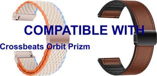 ACM WSM2628B22WTBR2834 Pack of 2 Watch Strap Woven Braided & Leather Magnetic Silicone 22mm for Crossb...