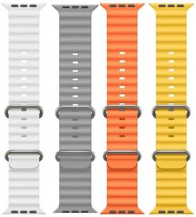 Antoj Smart Watch Strap Belt for Ultra Watch 49 mm, Series 8 / 7 45 mm, Series 6 / 5 / 4 44 mm, Series 3 42 mm, T800 Ultra, Watch 8 Ultra, i8 Pro Max, W26, T800 Ocean (white, grey, orange, Yellow ) Smart Watch Strap