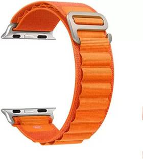 HiWatch AlpNylon Bands/Straps Compatible with ine Loop Watch 49mm 45mm 44mm 42mm Men & Women, Adjustable Strap with Metal G-Hook Premium Strap in orange color for iWatch Ultra Series SE 8 7 6 5 4 3 2 1 (Only Alpine Loop Strap for Apple iWatch, Watch NOT Included) Smart Watch Strap