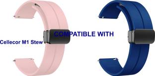 ACM WSM19G22CPKDBL3891 Pack of 2 Watch Strap Magnetic Clasp Belt 22mm for Cellecor M1 Stew Smartwatch ...